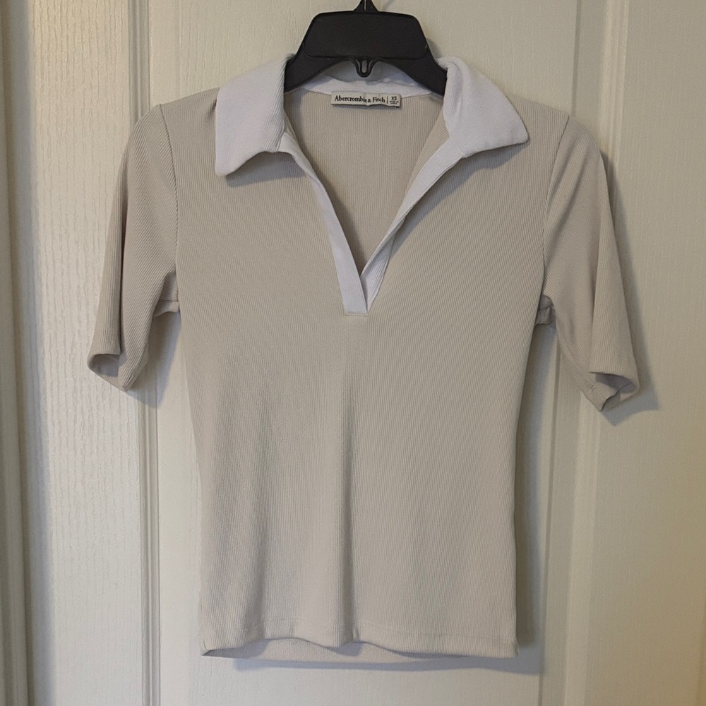 A&F Powdered Rib Half-Sleeve Polo XS